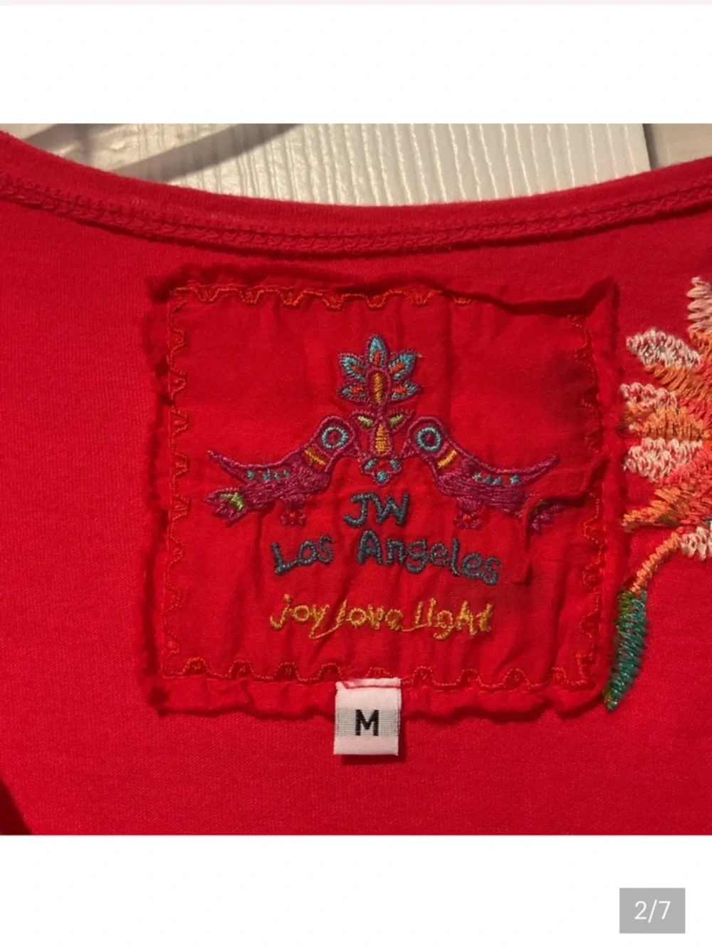 Johnny Was Red Long Sleeve Floral Embroidered Dress - Picture 2 of 7